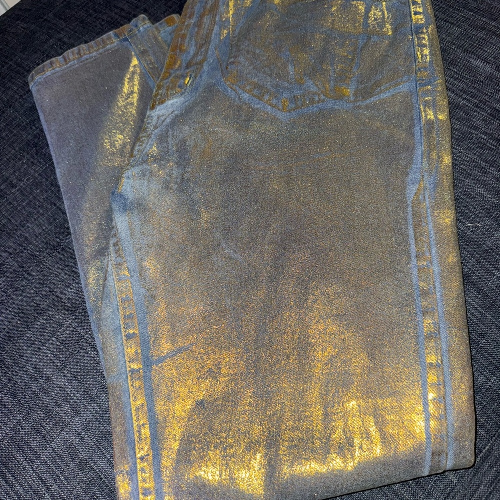 Gold foil plus size skinny jeans